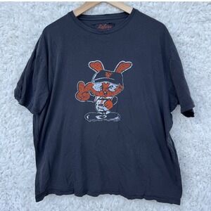 Red‎ Jacket Graphic T Shirt Mens Gray Bunny Skateboarder Cotton Large Well Worn